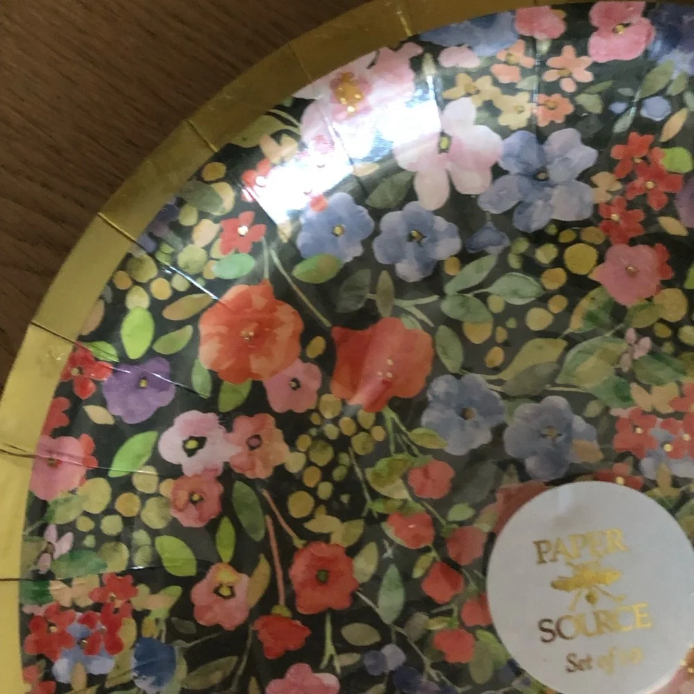 Paper Source Dinner Plates with Floral Print Pack of 10 Disposable Plates